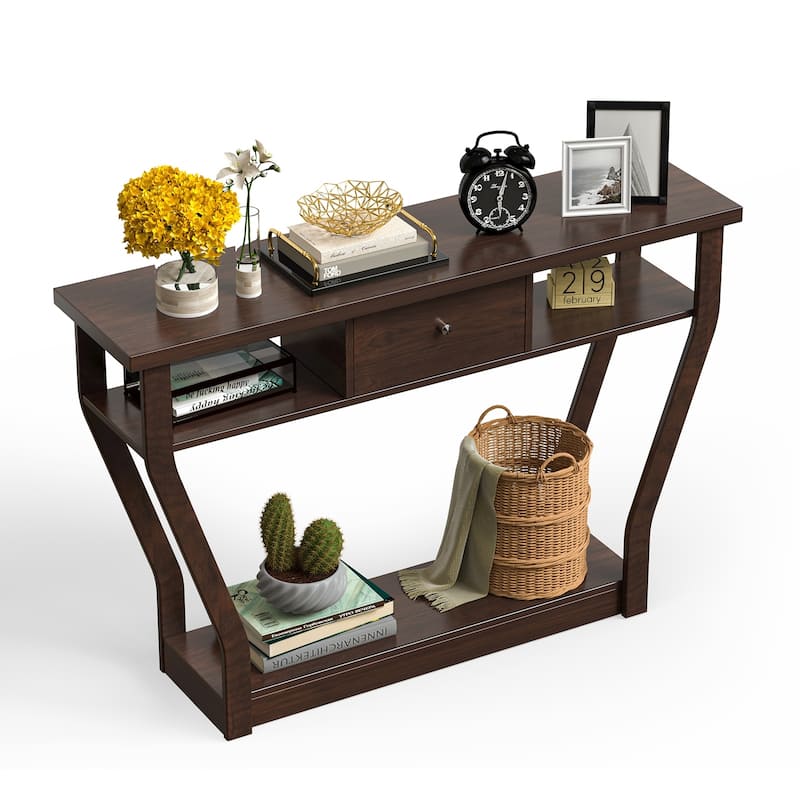 Modern Sofa Accent Table with Drawer - 47'' x 12'' x 32'' (L x W x H)