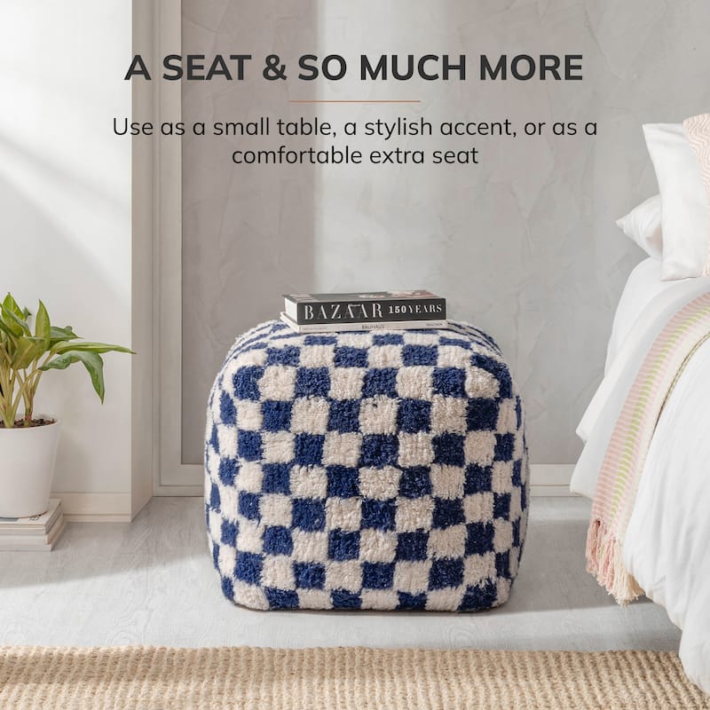 Jani 20-inch Ottoman Pouf - Handcrafted Handmade Ottoman for Seating, Footrest, Home Decor for Living Room, Bedroom