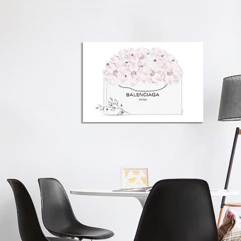 iCanvas "Balenciaga White Shopping Bag With Pastel Florals" by Pomaikai Barron Canvas Print