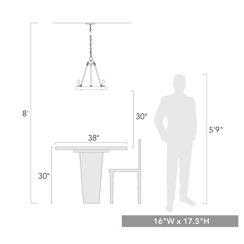 Alastair 3 Light Chandelier - 19x17.5"