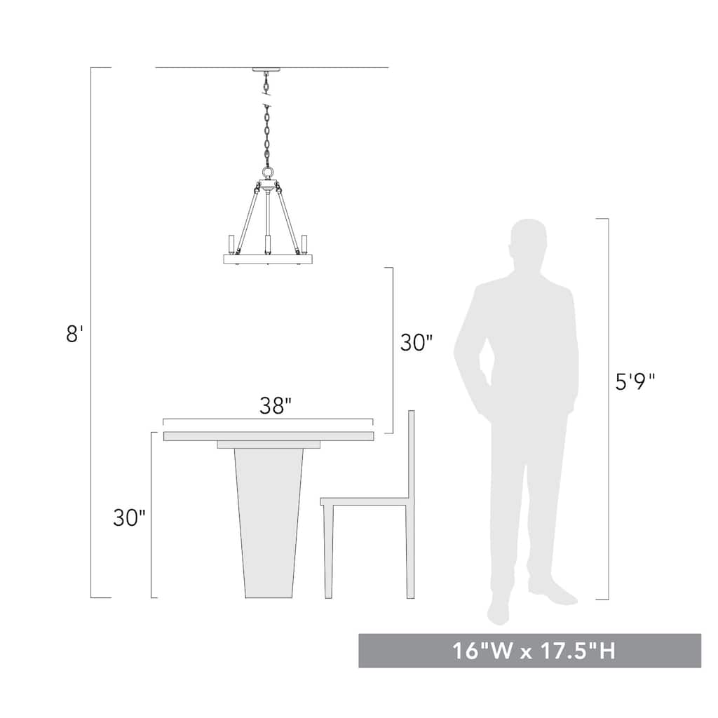 Alastair 3 Light Chandelier - 19x17.5"