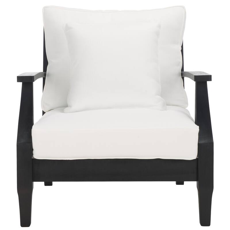 SAFAVIEH Couture Freida Wood Patio Arm Chair - 31.4" W x 35.6" L x 32.6" H - 31"W x 36"D x 33"H