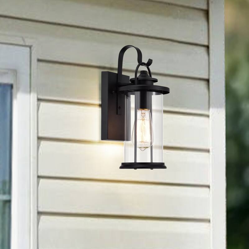 1-light Textured Black Outdoor Wall Lantern