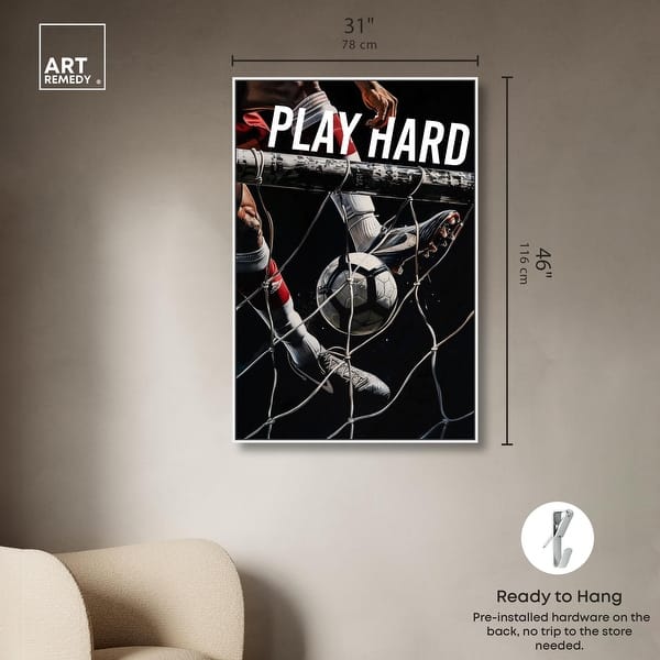 dimension image slide 18 of 24, Play Hard Soccer Canvas Mancave Art by Art Remedy