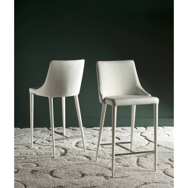 SAFAVIEH Soledad 26-inch White Counter Stool (Set of 2) - 22.9" x 18.9" x 37.4" - 23Wx19Dx37H - White