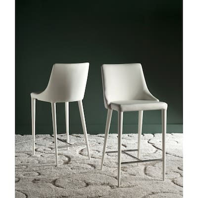 SAFAVIEH Soledad 26-inch White Counter Stool (Set of 2) - 22.9" x 18.9" x 37.4" - 23Wx19Dx37H