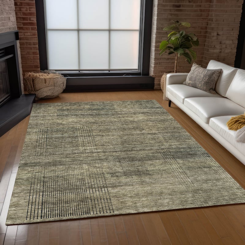 Machine Washable Indoor/ Outdoor Chantille Contemporary Imprints Rug