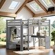 preview thumbnail 2 of 8, Contemporary Design Full Size Loft Bed with L-shaped Desk, Wardrobe and Storage Shelves, Multi-Functional, Grey