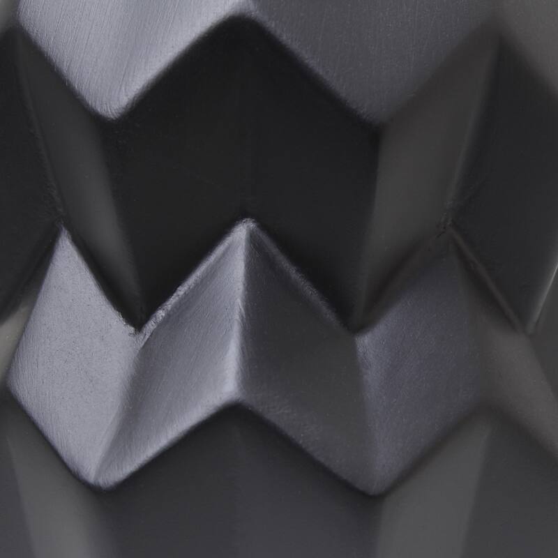 Geometric Ceramic Table Lamp with White Drum Shade - 19.5" - Black