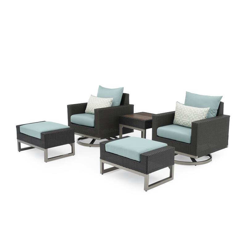 Milo Espresso 5 Piece Sunbrella Outdoor Patio Motion Club Set
