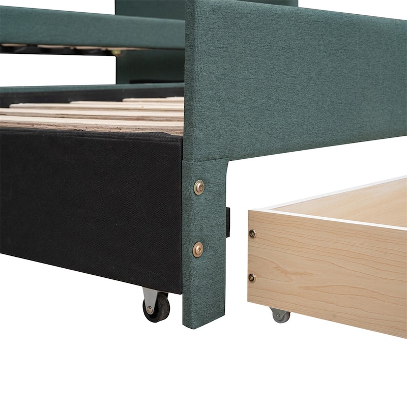 Merax Twin Upholstered Daybed with Trundle, 3 Drawers
