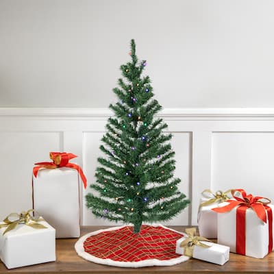 3' Medium Mixed Classic Pine Artificial Christmas Tree Multicolor LED - 3 Foot