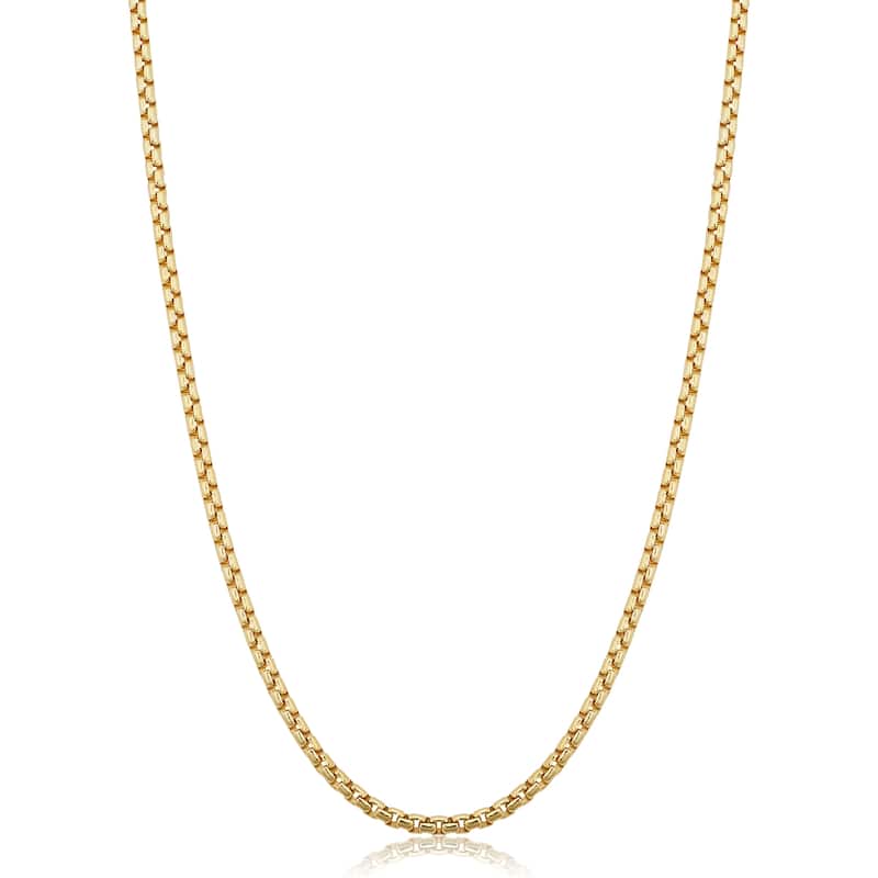 14k Yellow Gold Filled 2.5 mm Round Box Link Chain Necklace for Men and Women (16, 18, 20, 22, 24 or 30 inch)