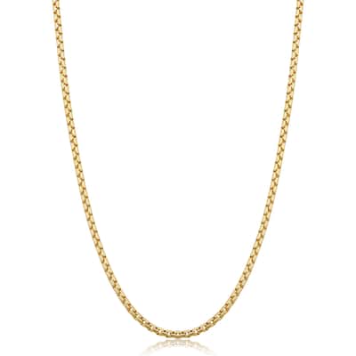 14k Yellow Gold Filled 2.5 mm Round Box Link Chain Necklace for Men and Women (16, 18, 20, 22, 24 or 30 inch)