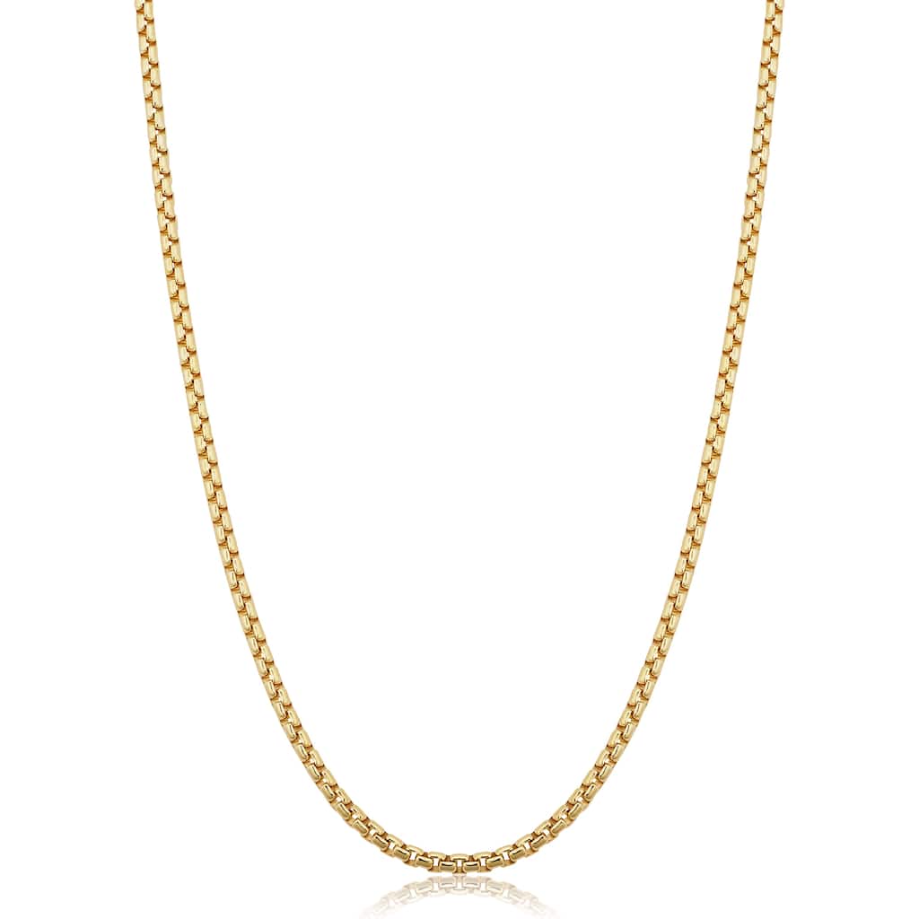 14k Yellow Gold Filled 2.5 mm Round Box Link Chain Necklace for Men and Women (16, 18, 20, 22, 24 or 30 inch)