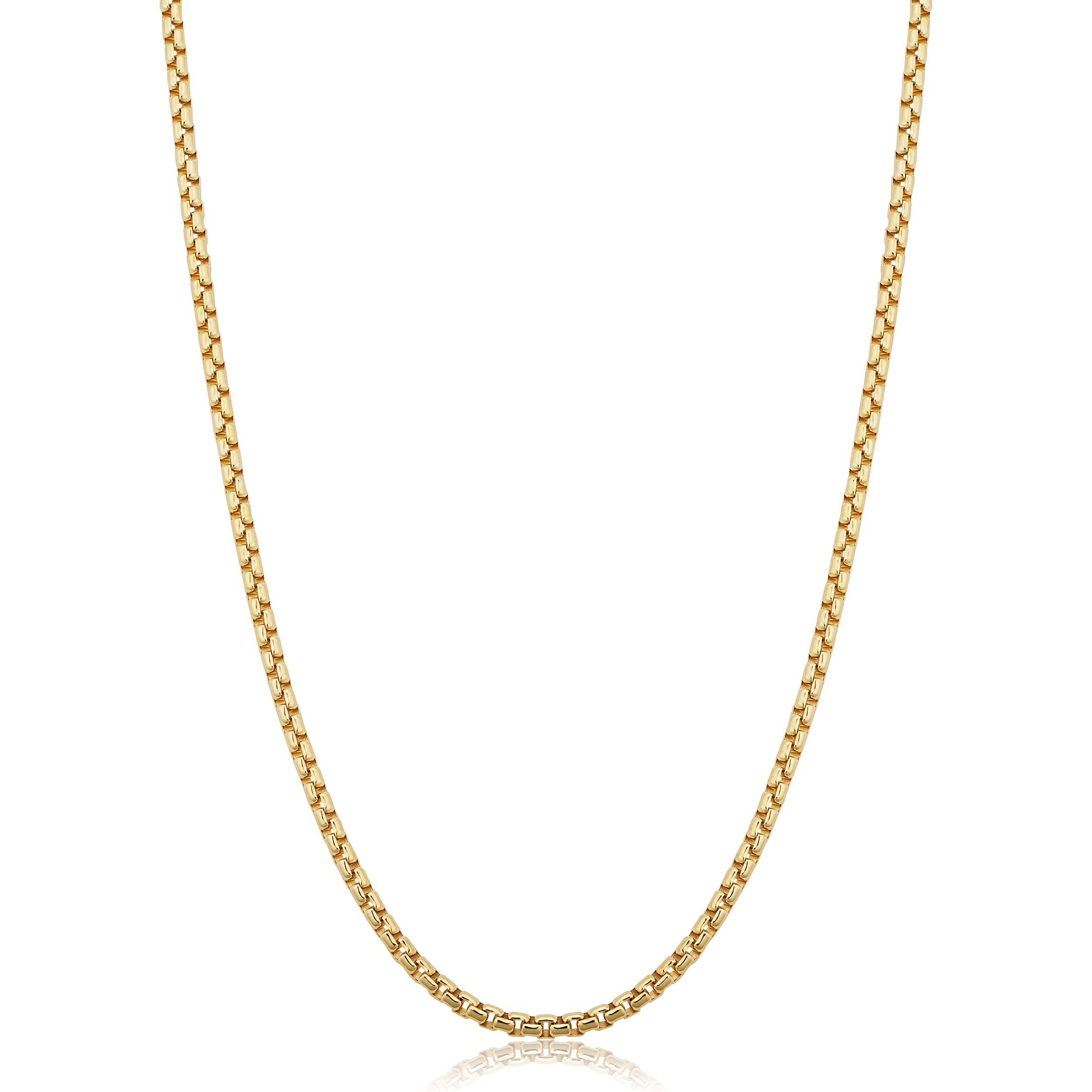 Au Naturale 14k Yellow Gold Filled 2.5 mm Round Box Link Chain Necklace for Men and Women (16, 18, 20, 22, 24 or 30 inch)