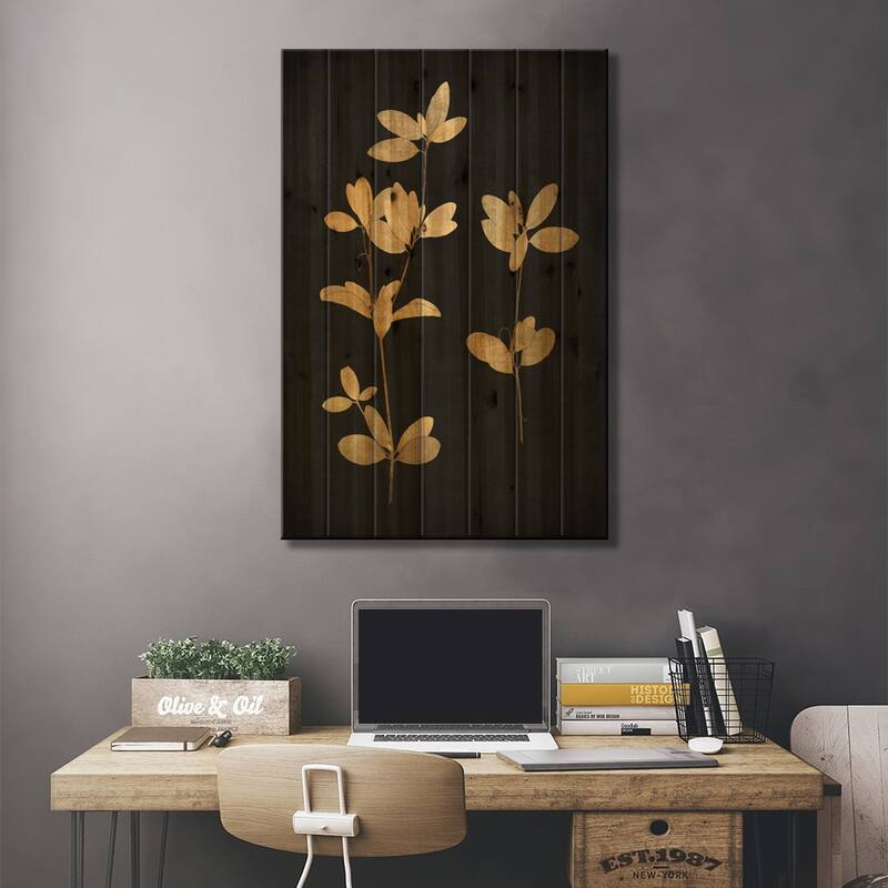 Golden Nature IV Print On Wood by Kate Bennett - Multi-Color