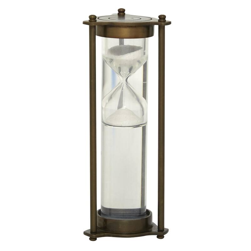 Brown or Silver Aluminum Metal Hourglass Timer with Water Tube - Silver