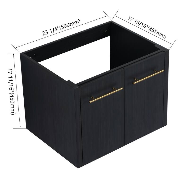 Modern Floating 24-Inch Bathroom Vanity Cabinet, Black Chestnut with Ample Storage, No Top Sink Included