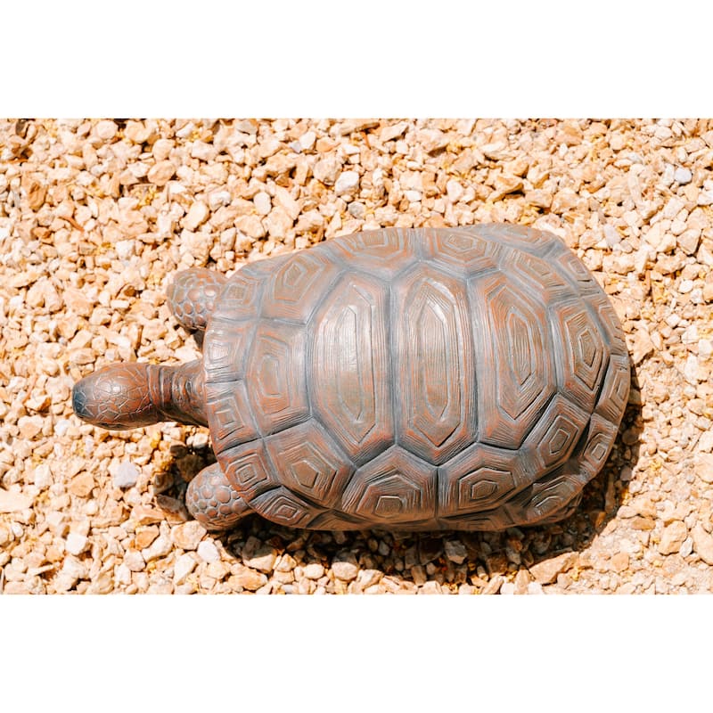 XBrand Brown and Black Concrete/MgO Walking Turtle Statue, Indoor or Outdoor Décor, Garden Décor, Turtle Statuary