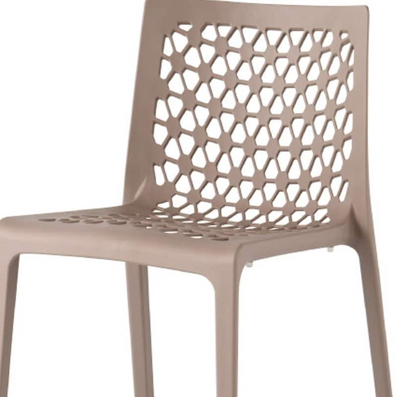 HomeRoots Set of Two Gray Heavy Duty Plastic Outdoor Stacking Dining Chairs