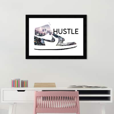 Wynwood Studio Canvas Fashion and Glam Hustle Sneaker White and Pastel Black Wall Art Canvas Print
