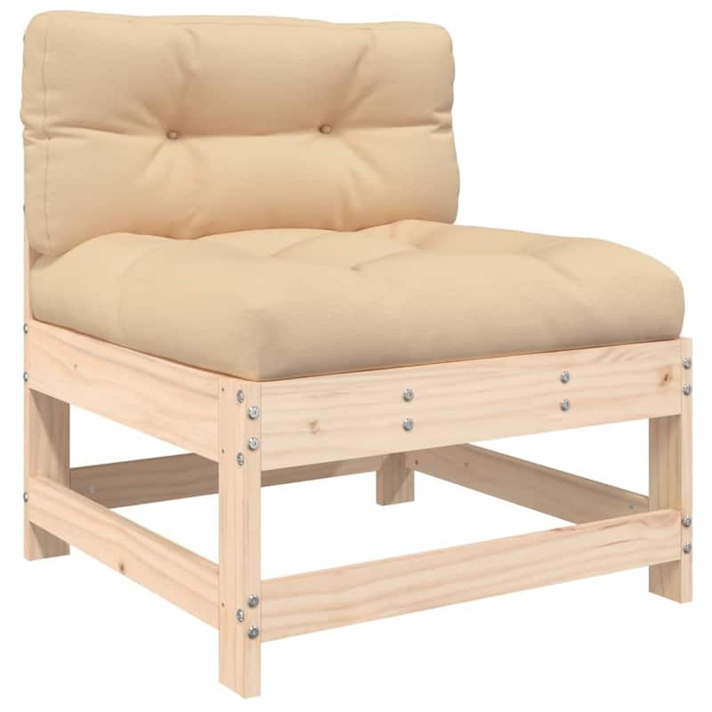 vidaXL Garden Lounge Set Beige, Natural Wood - 24.4 x 24.4 x 12.6