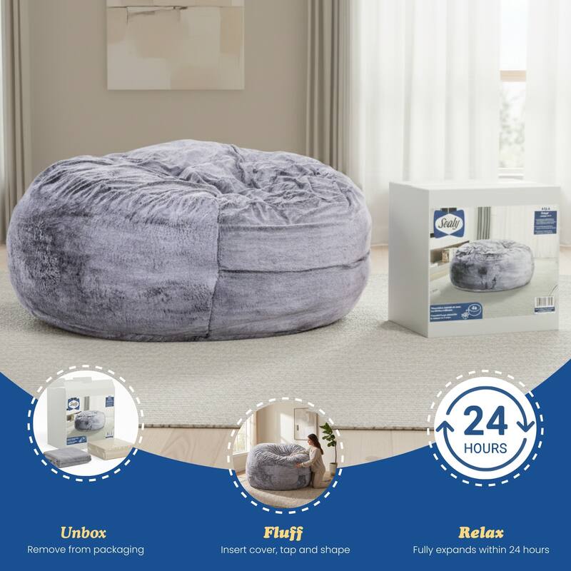 Sealy® Bala Faux Fur Corduroy 5ft Foam Bean Bag Lounger