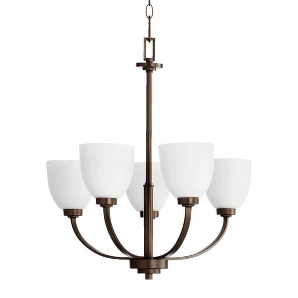 slide 2 of 10, Quorum International Reyes 5 Light 26" Wide Chandelier Oiled Bronze