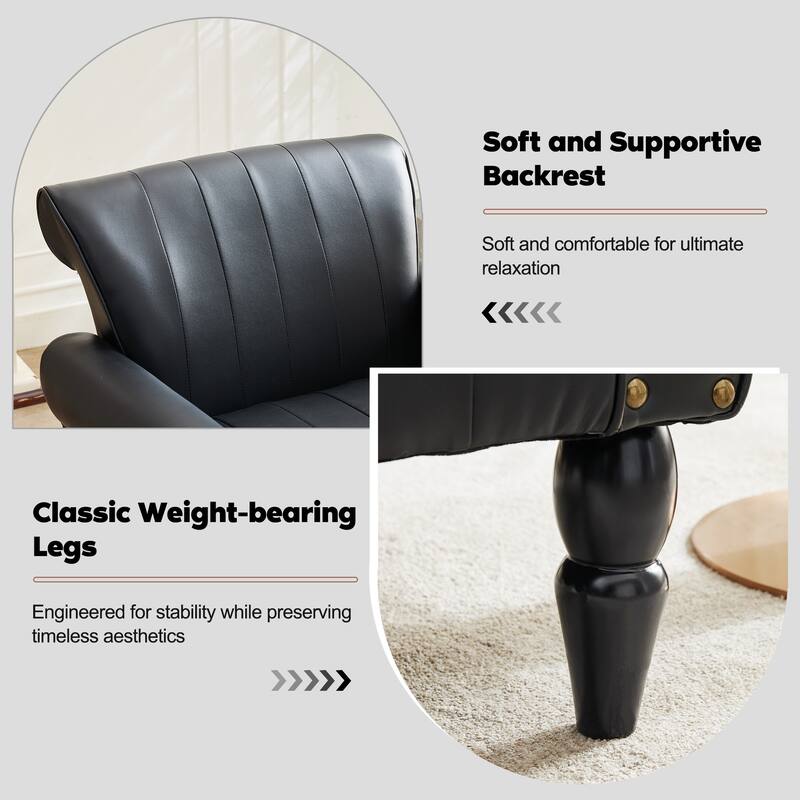 Modern PU Leather Armchair Nailhead Trim Accent Chair