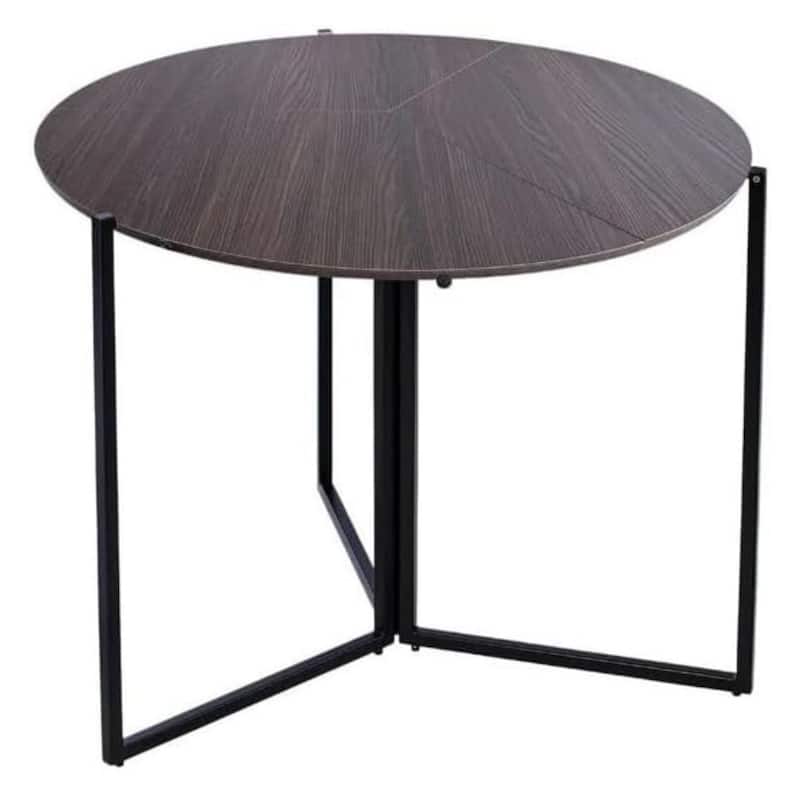 Chocolate Foldable Round Trifold Table 43" Multi-Use Space Saver - Brown
