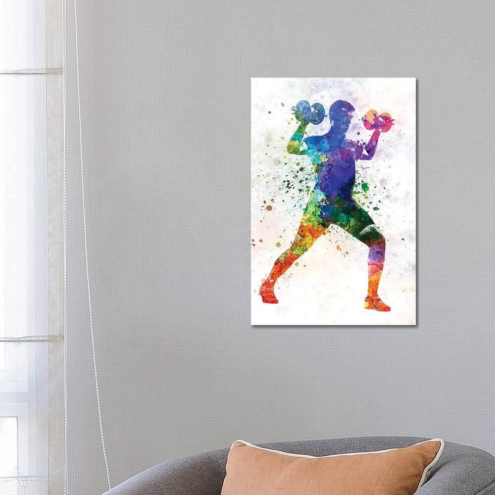 iCanvas "Man Exercising Weight Training" by Paul Rommer Canvas Print