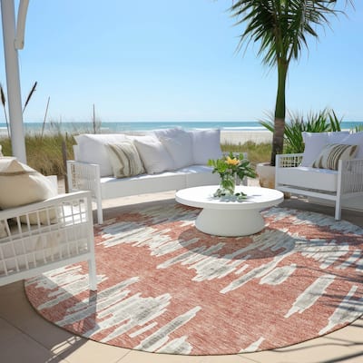 Machine Washable Indoor/ Outdoor Chantille Abstract Contemporary Rug