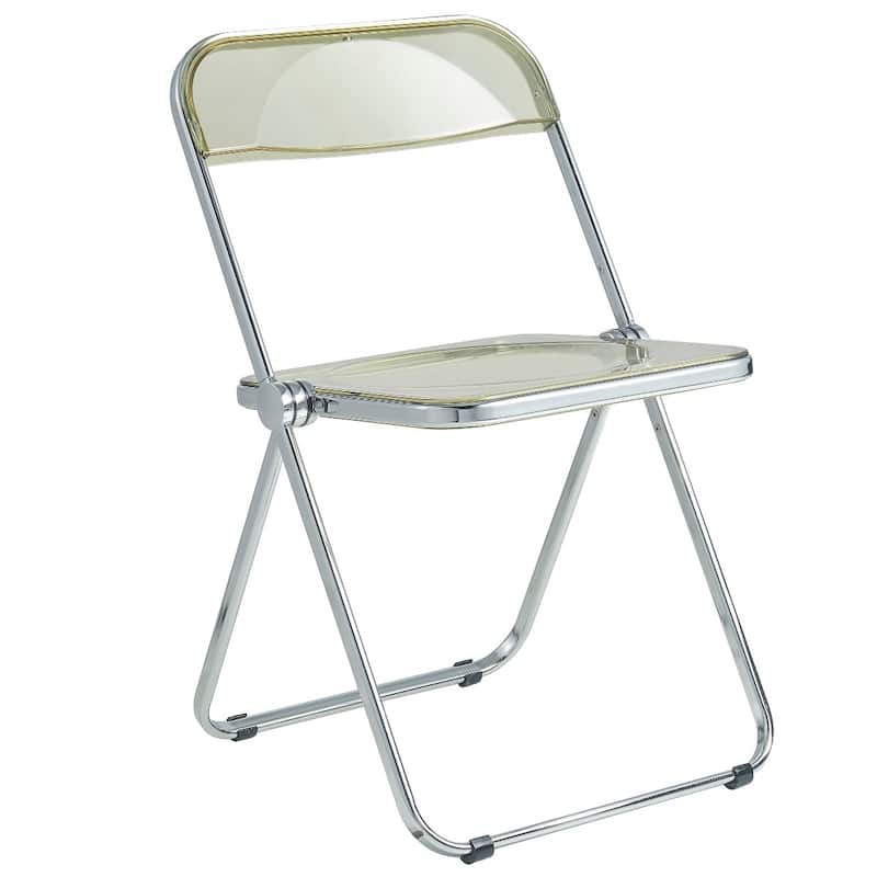 LeisureMod Lawrence Acrylic Folding Dining Chairs and Dining Table Set