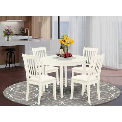 HomeStock 5-Pc Buttermilk and Cherry Solid Wood Top - Round Dining Room Set - Seats 4