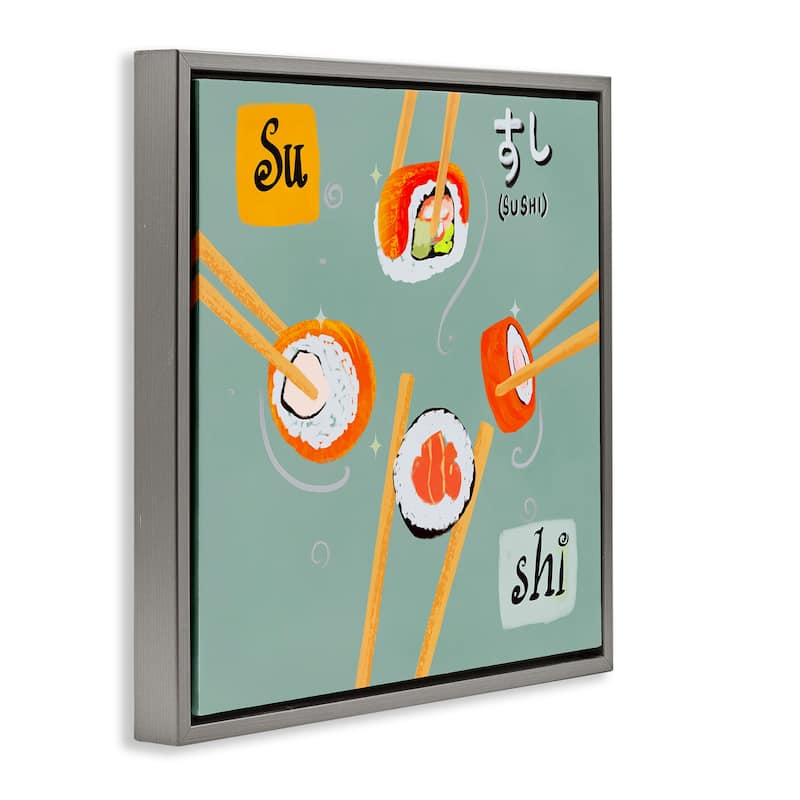 Stupell Tasty Sushi Party Gathering Framed Floater Canvas Wall Art Design By Juliet Rose Philips
