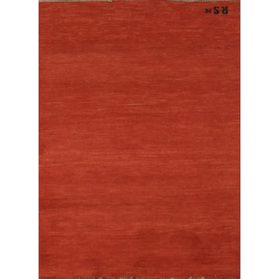 Orange Gabbeh Oriental Rug Handmade Stripe Wool Carpet - 2'9" x 4'2"
