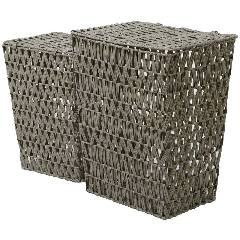 Gray Metal Storage Basket with Matching Lids (Set of 2) - 22", 19"H