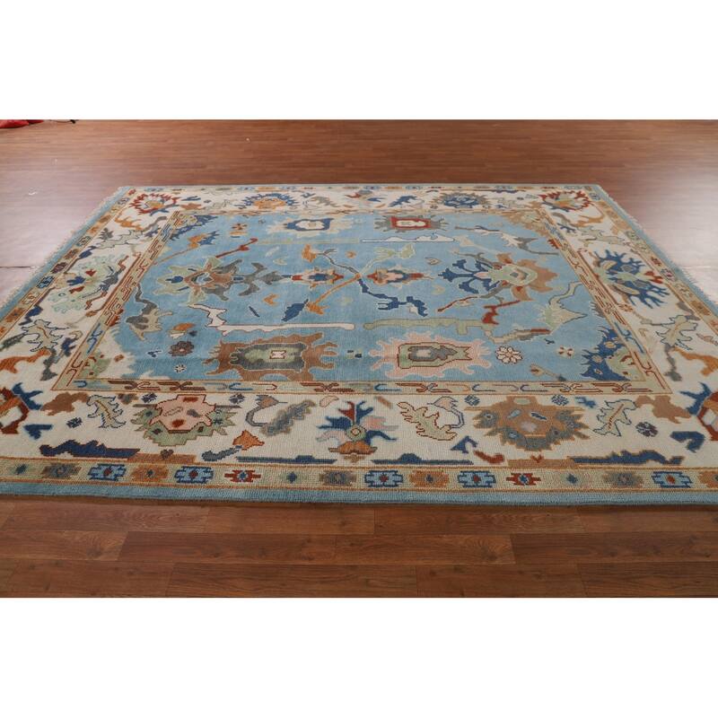 Blue Oushak Indian Area Rug Handmade Wool Carpet - 7'10"x 10'0"