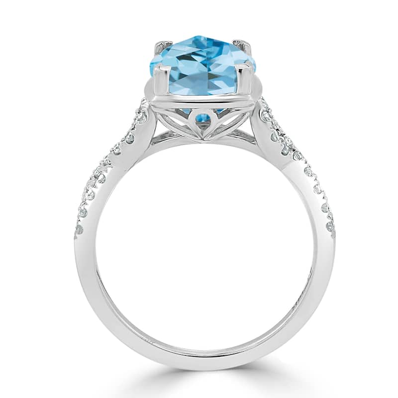 Auriya 3 9/10ct Cushion-cut Sky-blue Topaz and Diamond Engagement Ring 1/5ctw 14k Gold