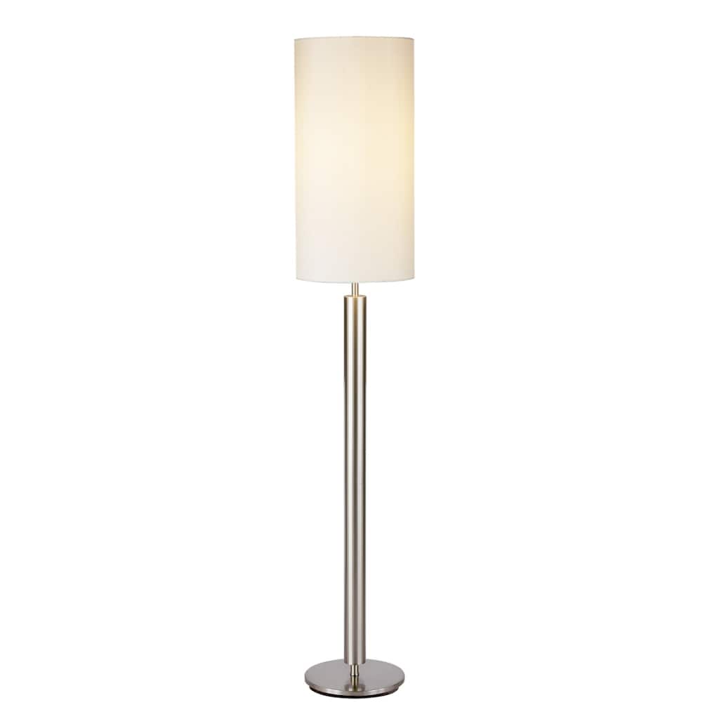 58” Tall Floor Lamp with Silver Metal Base and White Drum Shade Touch Switch for Modern Home Decor - 58”H x 10.5”W x 10.5”D