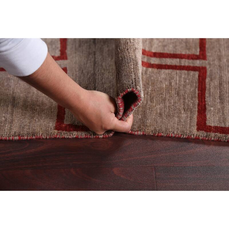 Geometric Modern Gabbeh Kashkoli Oriental Wool Area Rug Hand-knotted - 5'4" x 7'6"