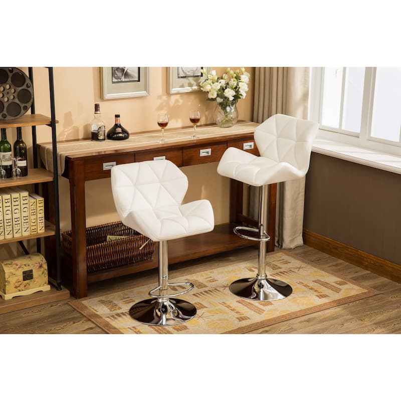 Roundhill Furniture Glasgow Height-adjustable Tufted Faux Leather Bar Stools (Set of 2)
