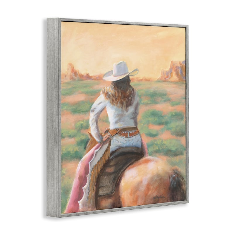 Stupell Cowgirl Atop Country Horse Framed Giclee Art Design By Pam Britton