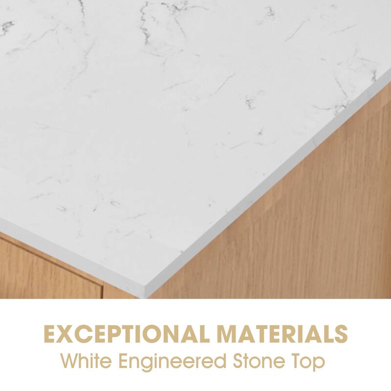 48inch Solid Wood Freestanding Bath Vanity Engineered Countertop Undermount Rectangular Ceramic Sink - 48 inch