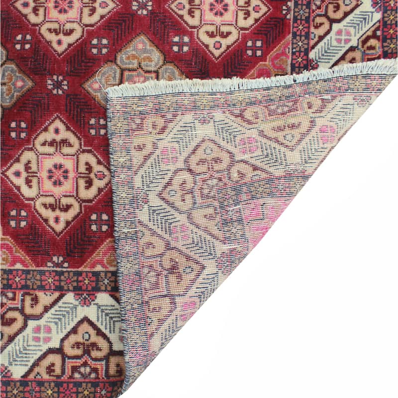 Fine Vintage Distressed Vesile Burgundy/Ivory Rug - 6'6" x 9'3"