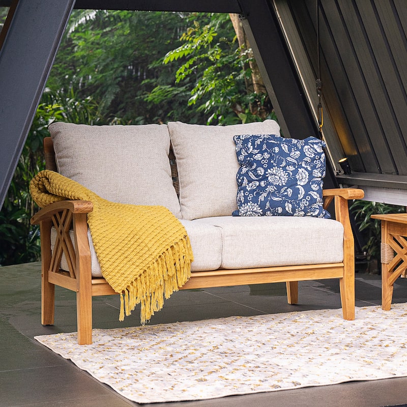 Cambridge Casual Carmel Teak Patio Loveseat with Cushion