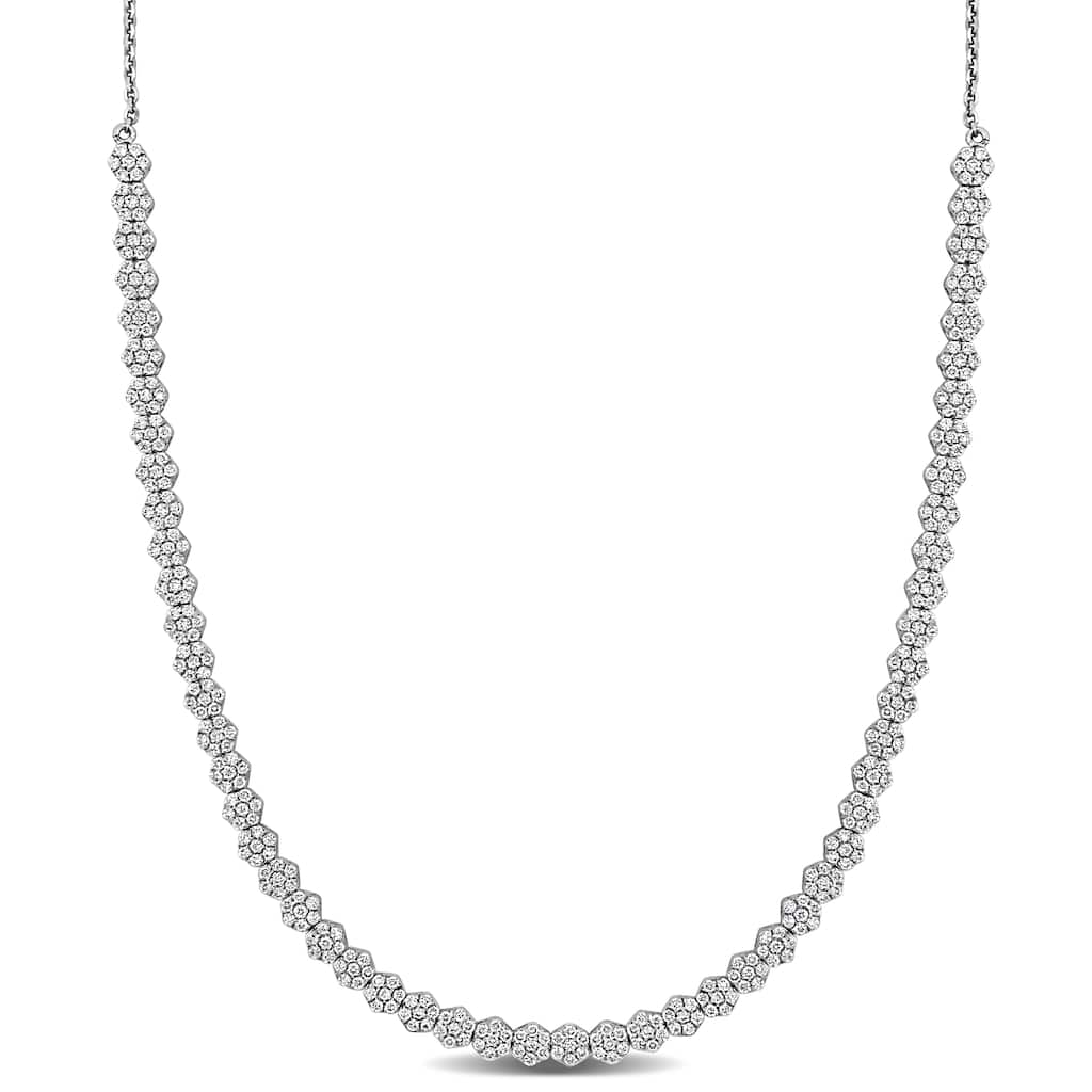 Miadora 3ct TW Diamond Semi-Tennis Necklace in 14k White Gold - 16 in + 1 ext
