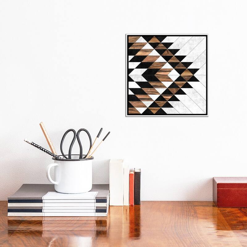 iCanvas "Urban Tribal Pattern No.9 - Aztec - Concrete and Wood" by Zoltan Ratko Framed Canvas Print