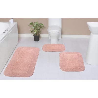 Radiant Collection 100% Cotton Non-Slip Bathroom Rug Set, Machine Washable Bath Rug, 3 Piece Set with Runner Rug